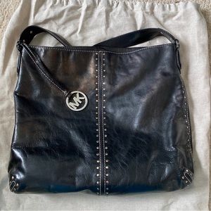 Michael Kors Astor black leather tote handbag
